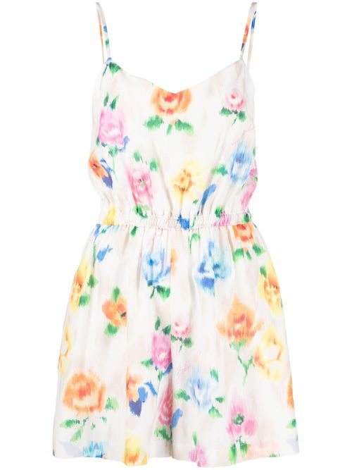 Floral-print sleeveless mini dress - White