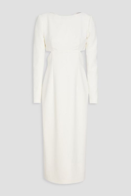 Bow-detailed cutout crepe midi dress - White - US 00