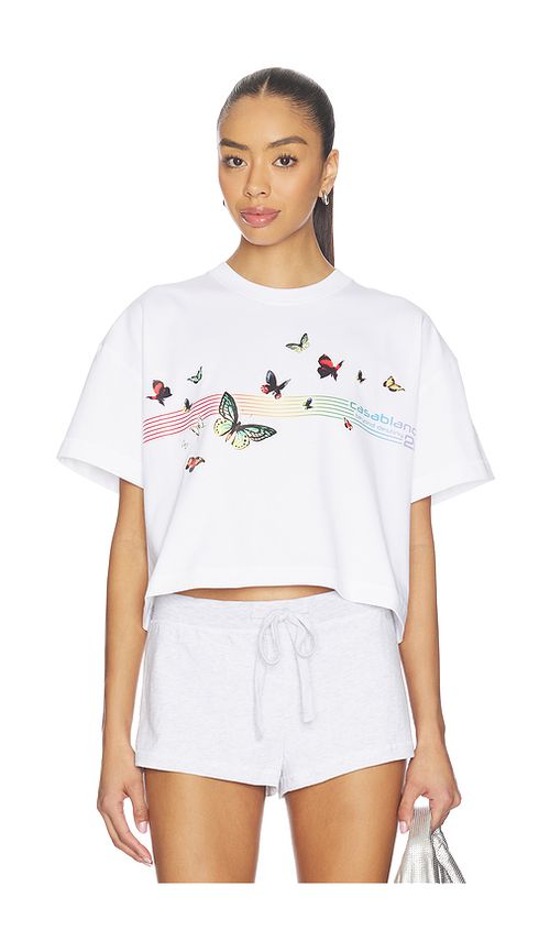 Casablanca butterfly boxy cropped t-shirt en color blanco L también en M