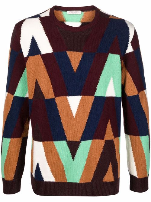 Logo-intarsia jumper - Neutrals