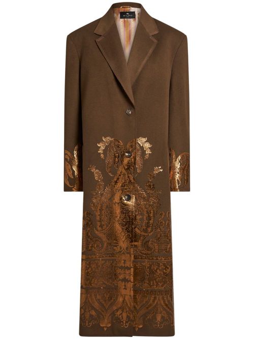 Metallic print coat - Brown