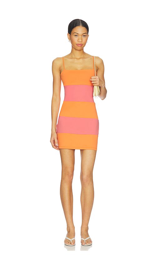 Susana Monaco String Colorblock Mini Dress in Orange,Blush. S. Also in
