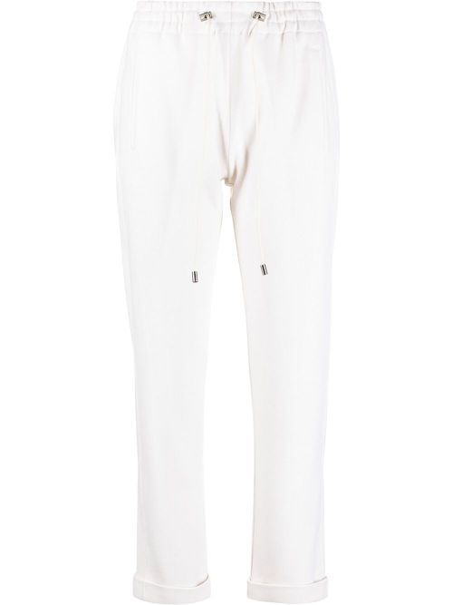 Elasticated drawstring-waistband trousers - White