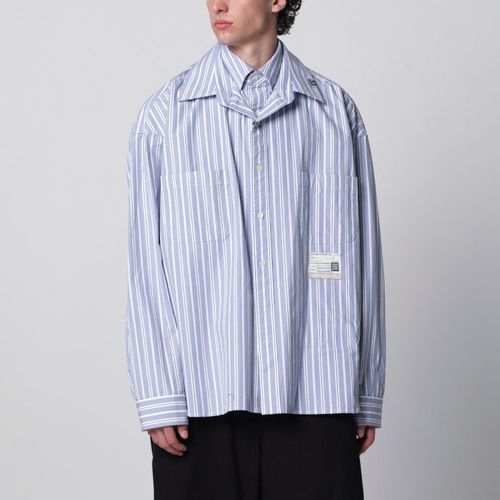 Mihara Yasuhiro Doublelayer Cotton Shirt In Light Blue Stripe