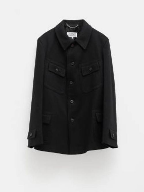 Single-breasted denim coat - Black