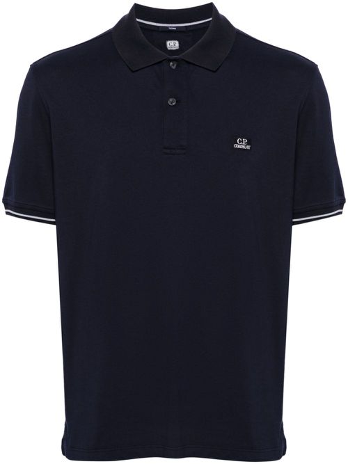 Logo-patch piqué polo shirt - Blue