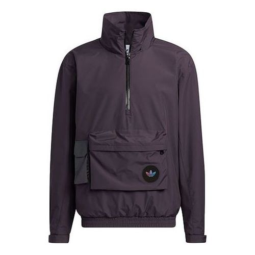 Men's originals 3D Pocket Logo Outdoor Cardigan Woven Stand Collar Jacket Purple