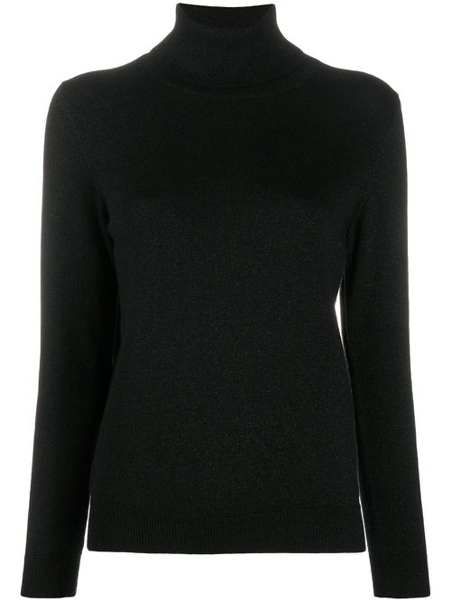 Cashmere fine knit jumper with roll neck - Black