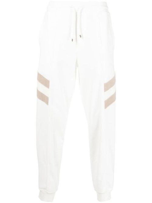 Stripe-print cotton track pants