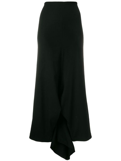 Draped asymmetric wide leg trousers - Black