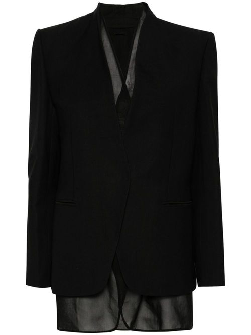 Layered single-breasted blazer - Black