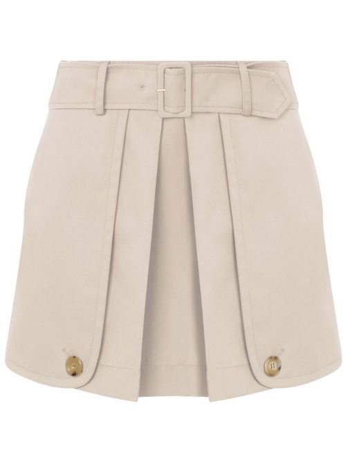 Pleated mini skirt - Neutrals