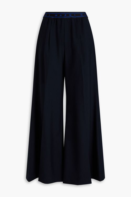 Pleated wool wide-leg pants