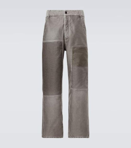 Pastoral striped cotton wide-leg pants