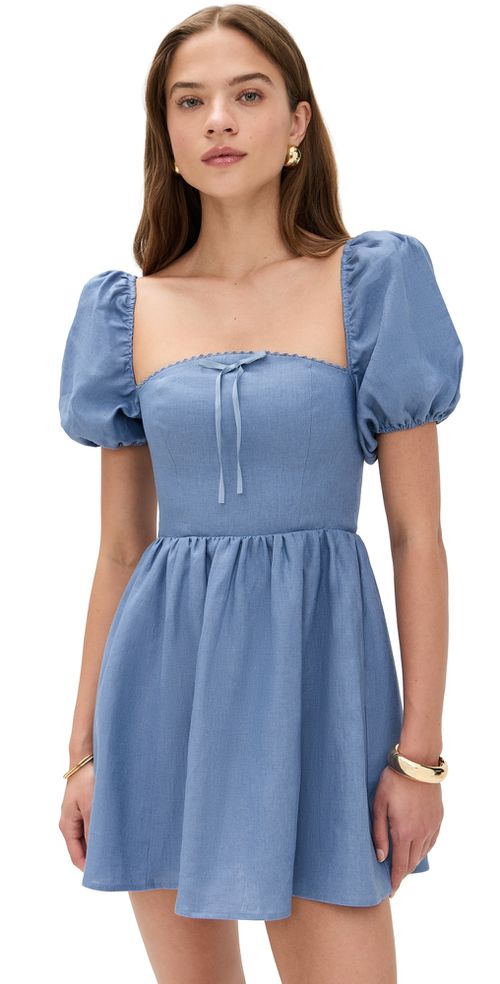 linen coat dress Fitted Button Down Linen Shirt Dress S / DENIM main image 0