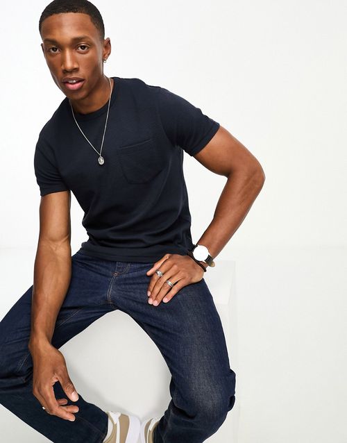 Ottoman pocket t-shirt in navy