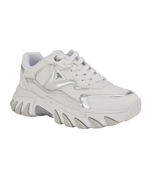 Women's Nowah Triangle Lace-Up Chunky Fashion Sneakers - White