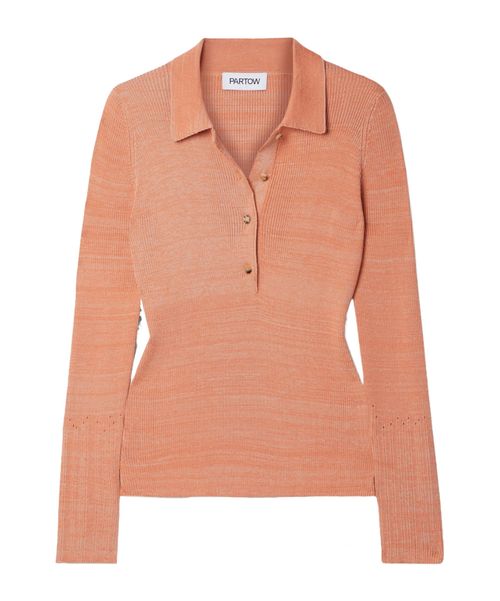Ribbed silk and cotton-blend polo sweater