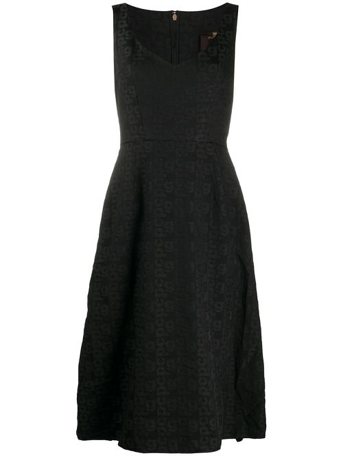 Monogram A-line midi dress - Black