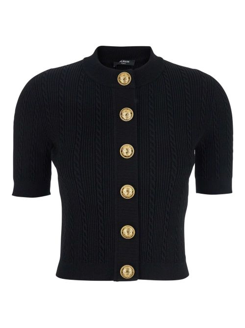 Cable-Knit Cardigan — Black