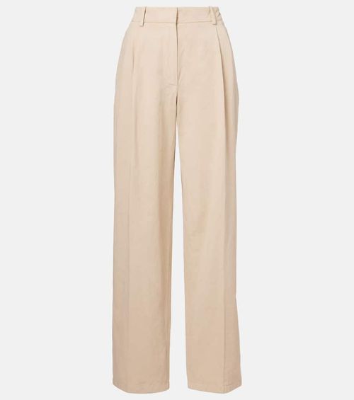 Lilas cotton and linen wide-leg pants
