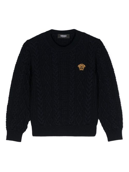 Medusa Head cable-knit jumper - Blue