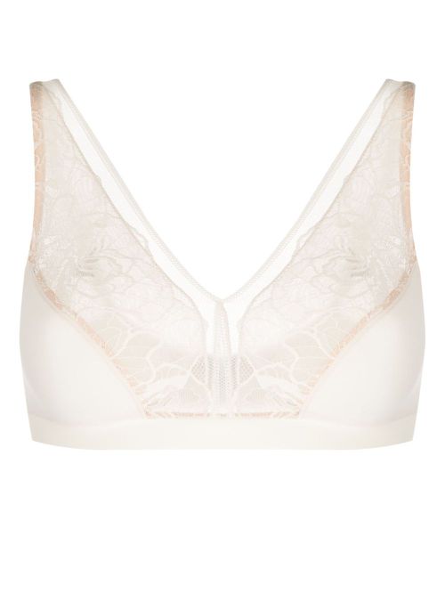 Selma lace-panel bra - Neutrals