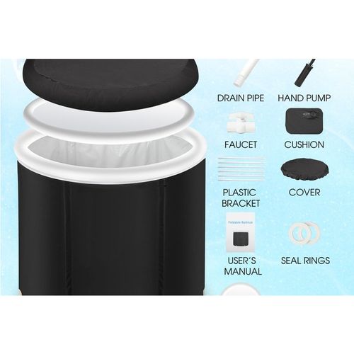 Large Portable Ice Bath Tub - Cold Water Therapy Recovery Pool, Durable PVC, Quick-Drain, Collapsible, , Indoor/Outdoor | Wowcher