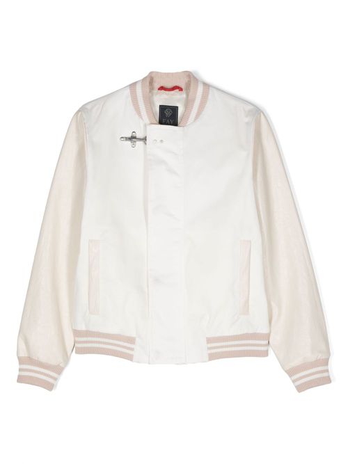 Panelled-design bomber jacket - Neutrals