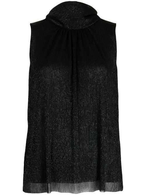 Metallic-effect sleeveless top - Black