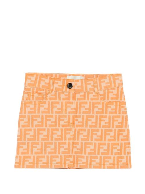 All Over Ff-Motif Denim Miniskirt