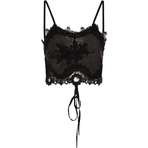 Maurizio Mykonos - Haut style lingerie en lin et rayonne avec broderie et dos corset