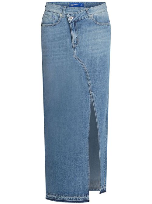 Asymmetric front denim maxi skirt - Blue
