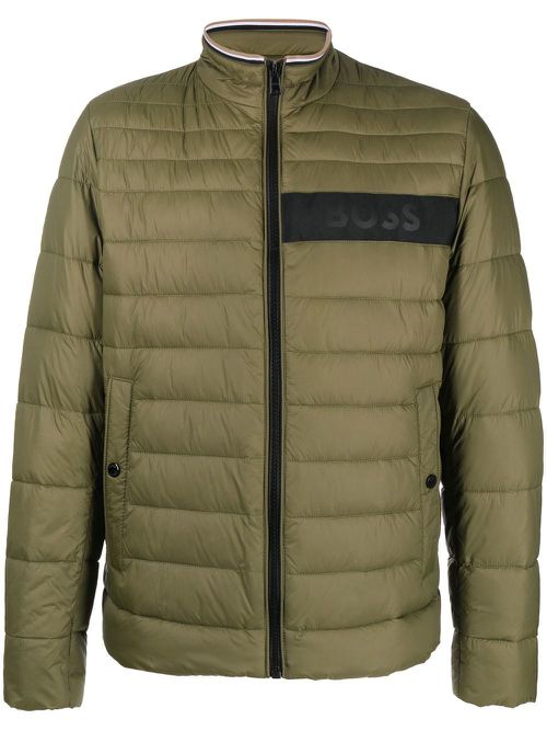Logo-print padded jacket - Green