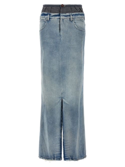 Layered Denim Skirt — Blue