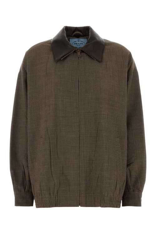 Virgin Wool Check Jacket — Brown