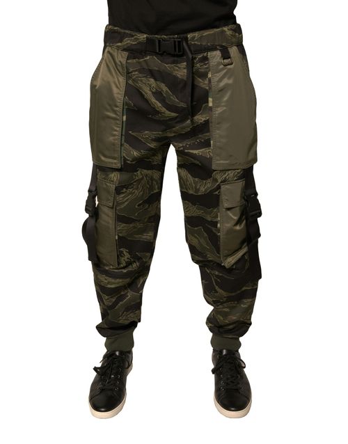 Tiger-Stripe Cargo Cargo Pants — Green
