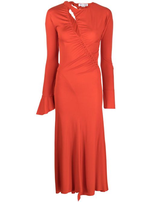 Cut-out asymmetric midi dress - Red