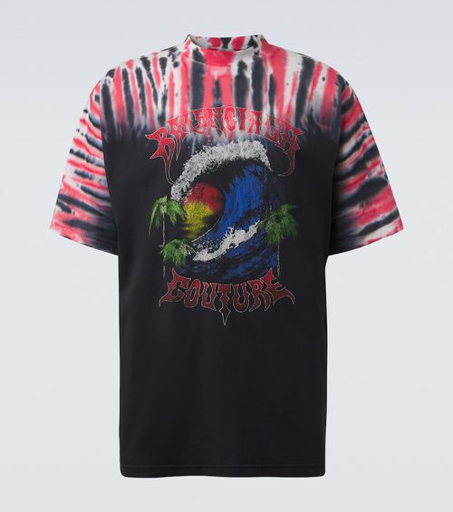Printed tie-dye cotton jersey T-shirt