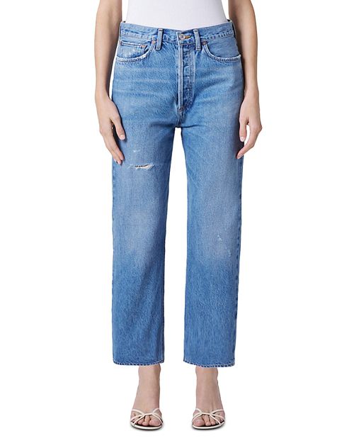 90's Crop Mid Rise Straight Jeans in Shrine