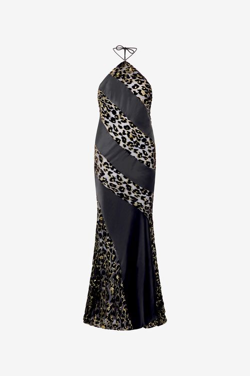 Long See-through Dress With Leopard Print Pattern