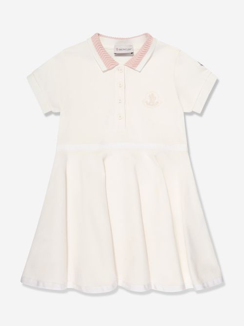 Girls Logo Polo Dress in White