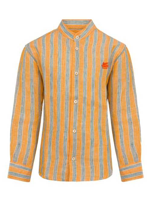 ETRO KIDS striped linen shirt - Orange
