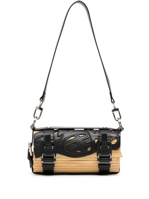 Logo-print bamboo shoulder bag - Brown