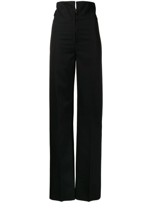 High-waisted wool trousers - Black
