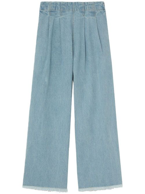 Pleat-detail wide-leg jeans - Blue