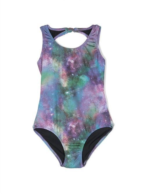 Cosmic-print stretch swimsuit - Blue