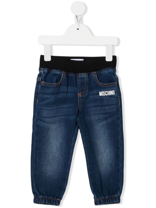 Logo-print denim pants - Blue