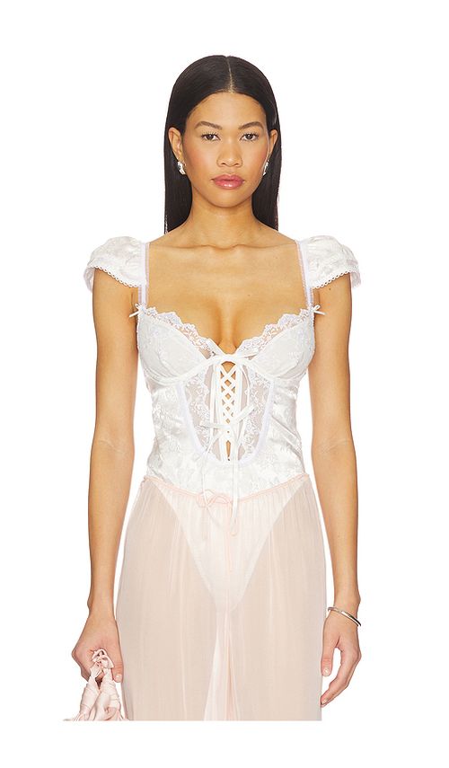 For Love & Lemons Rita Rose Bodysuit in White. - XS also in S, M