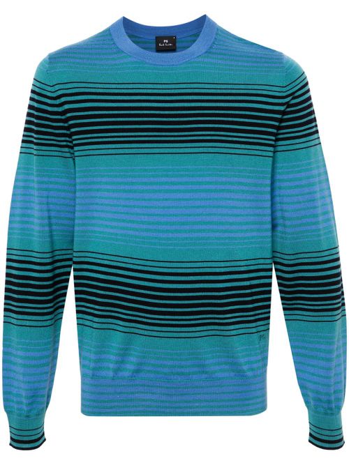 Striped wool jumper - Green